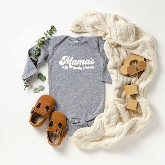 Retro Mama's Lucky Charm Long Sleeve Onesie