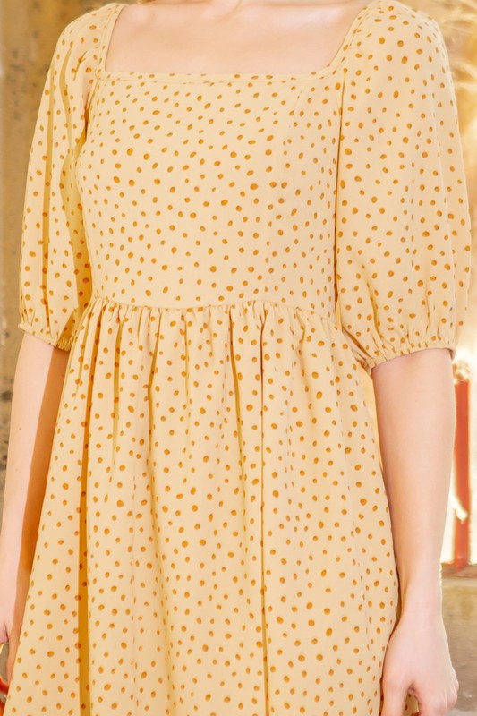 Spagetti Tie Back Puff Sleeve Woven Dress