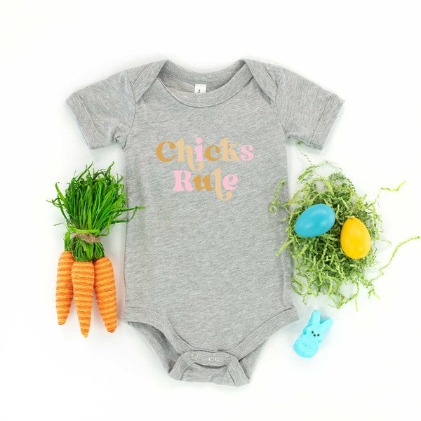 Chicks Rule Colorful Baby Onesie