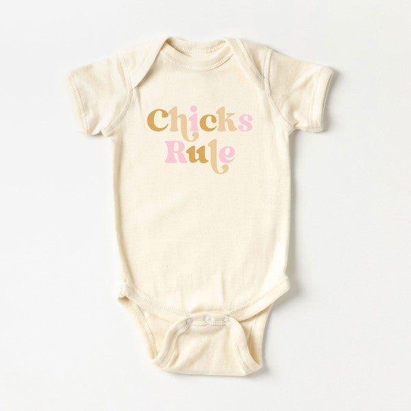 Chicks Rule Colorful Baby Onesie