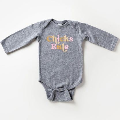 Chicks Rule Colorful Long Sleeve Onesie