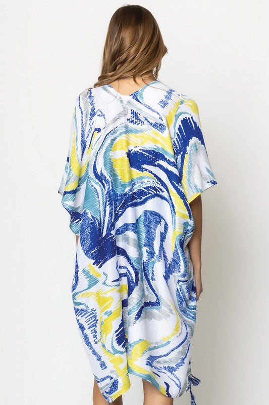 Watercolor Abstract Open Front Kimono