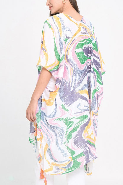 Watercolor Abstract Open Front Kimono