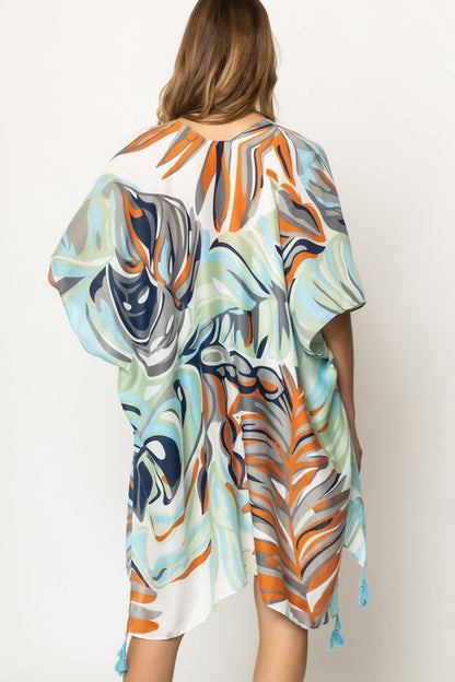 Watercolor Marble Open Front Kimono