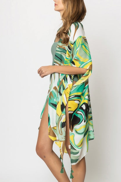 Watercolor Marble Open Front Kimono