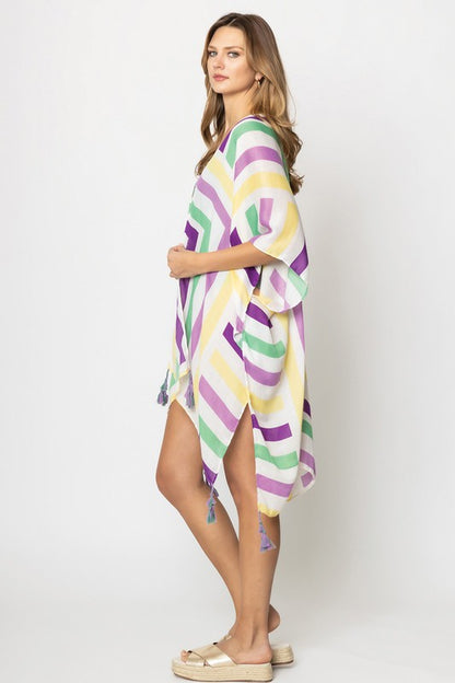 Abstract Print Open Front Kimono