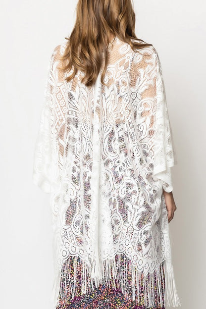 Floral Lace Open Front Kimono