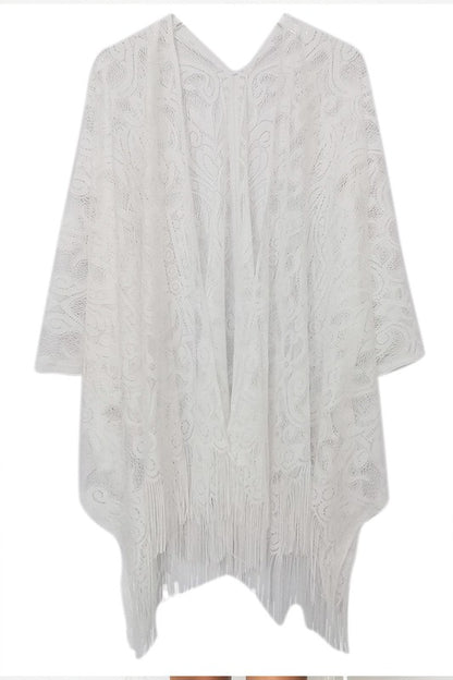 Floral Lace Open Front Kimono