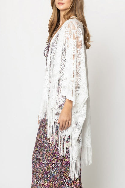 Floral Lace Open Front Kimono