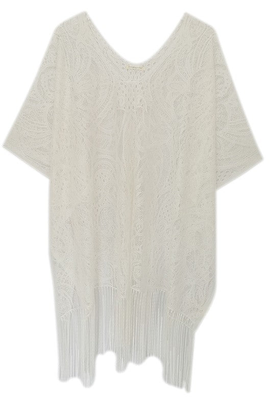 Lace Poncho with Fringe