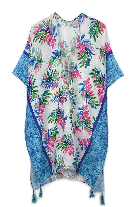 Tropical Palm Tree Open Front Kimono