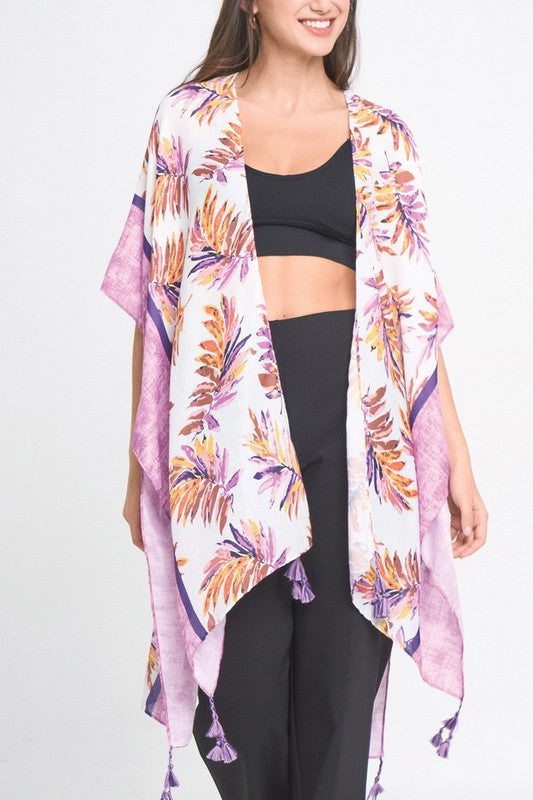 Tropical Palm Tree Open Front Kimono