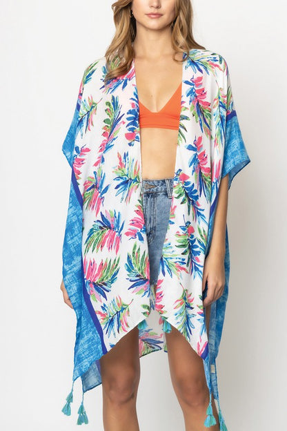 Tropical Palm Tree Open Front Kimono