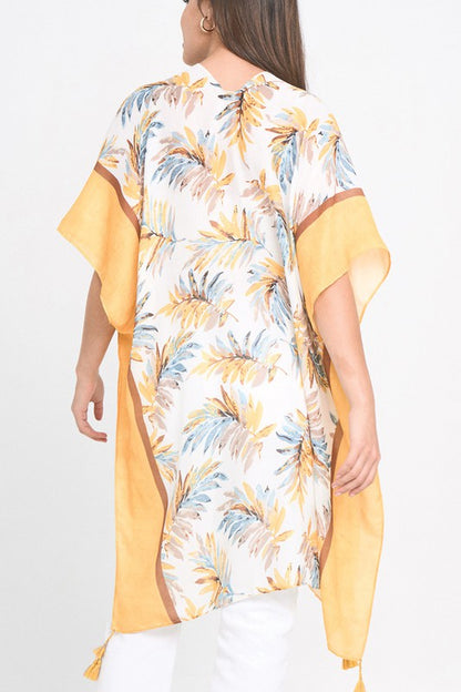 Tropical Palm Tree Open Front Kimono