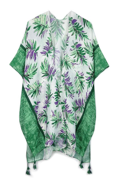 Tropical Palm Tree Open Front Kimono