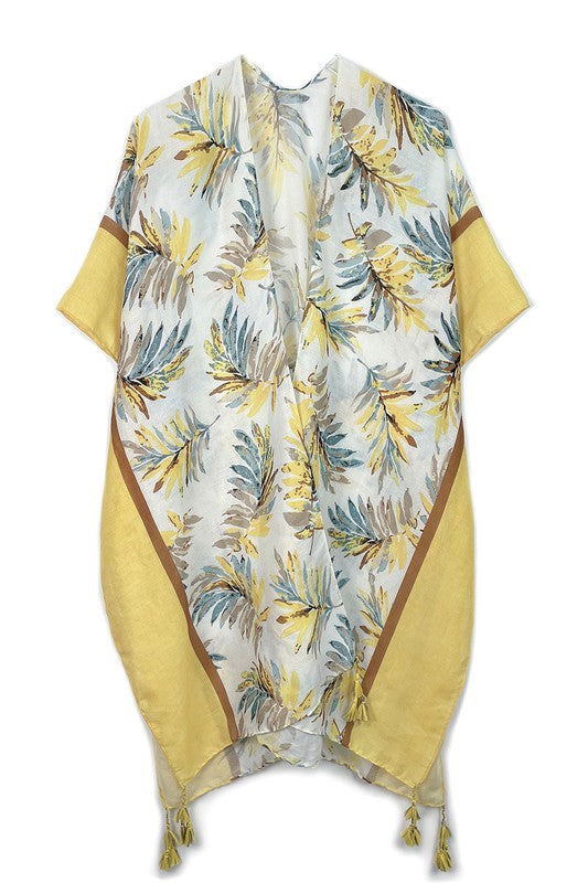 Tropical Palm Tree Open Front Kimono