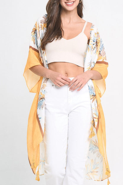 Tropical Palm Tree Open Front Kimono