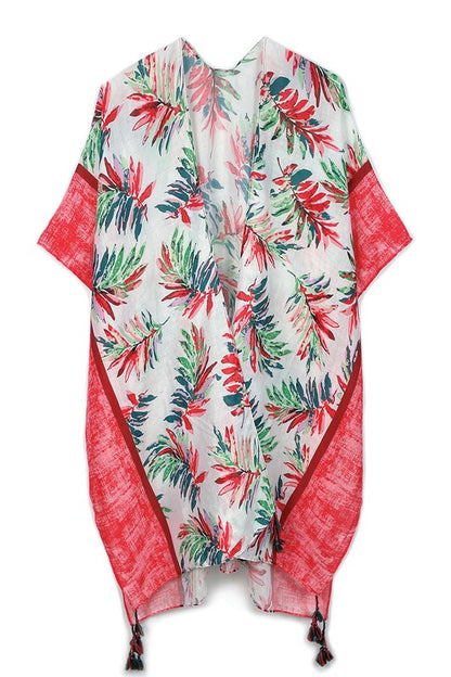 Tropical Palm Tree Open Front Kimono