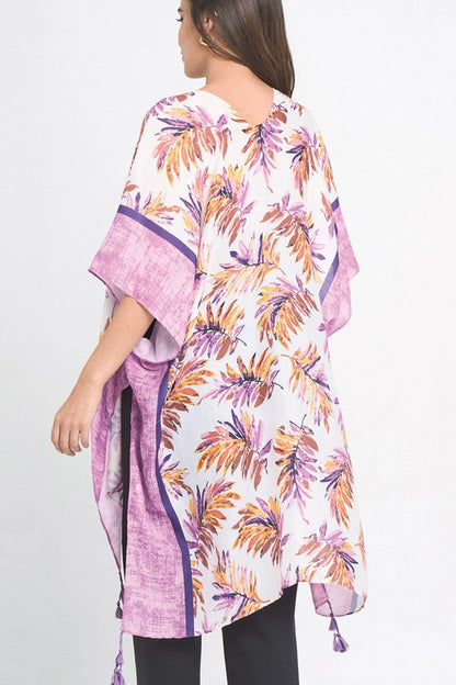 Tropical Palm Tree Open Front Kimono