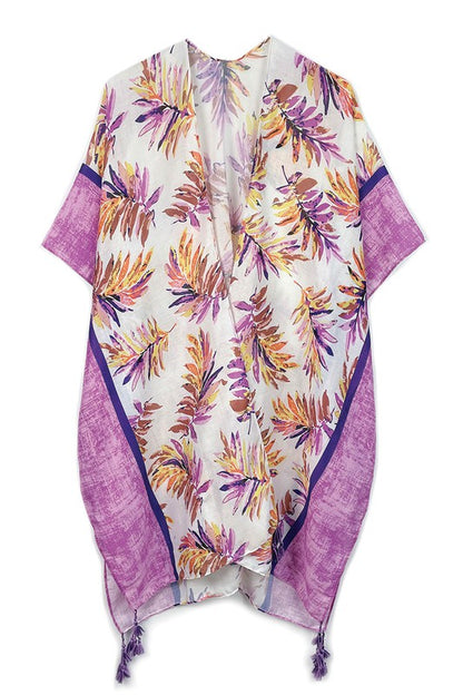 Tropical Palm Tree Open Front Kimono