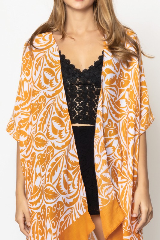 Floral Paisley Open Front Poncho