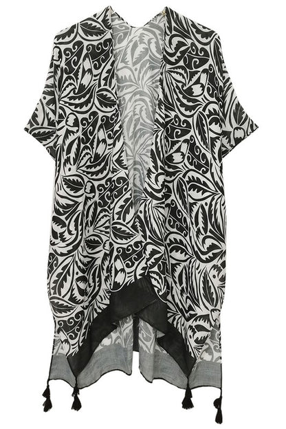 Floral Paisley Open Front Poncho