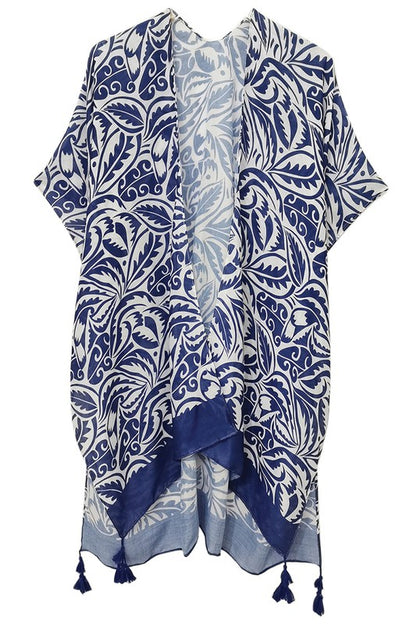 Floral Paisley Open Front Poncho