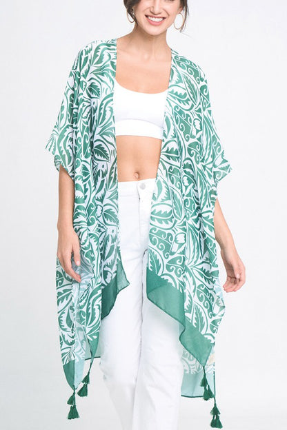 Floral Paisley Open Front Poncho