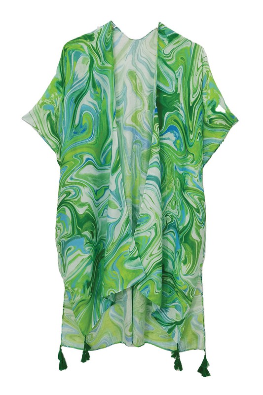 Watercolor Swirl Open Front Kimono