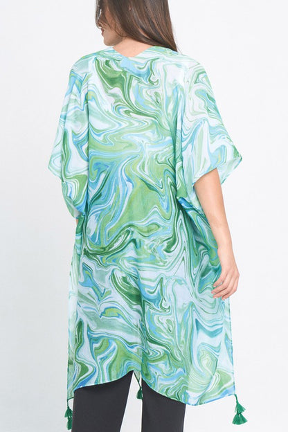 Watercolor Swirl Open Front Kimono