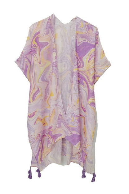 Watercolor Swirl Open Front Kimono