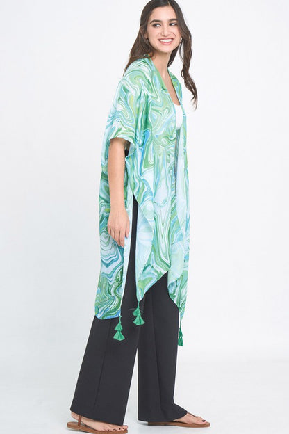 Watercolor Swirl Open Front Kimono