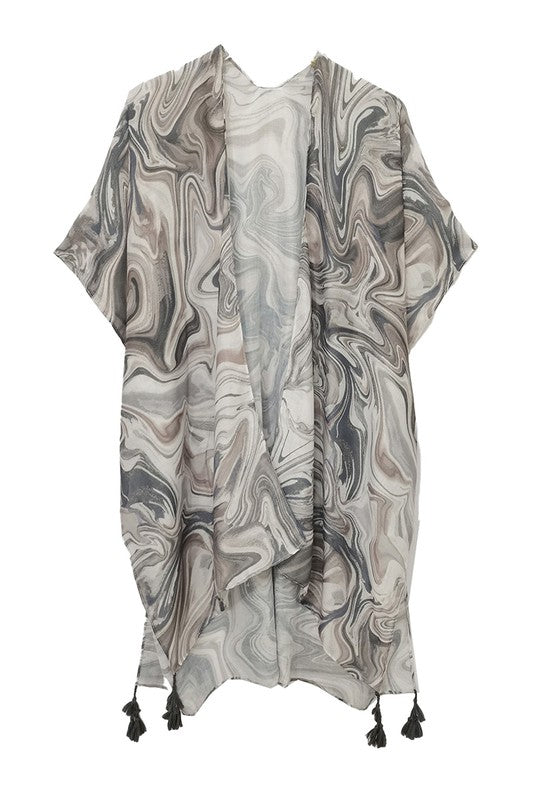 Watercolor Swirl Open Front Kimono