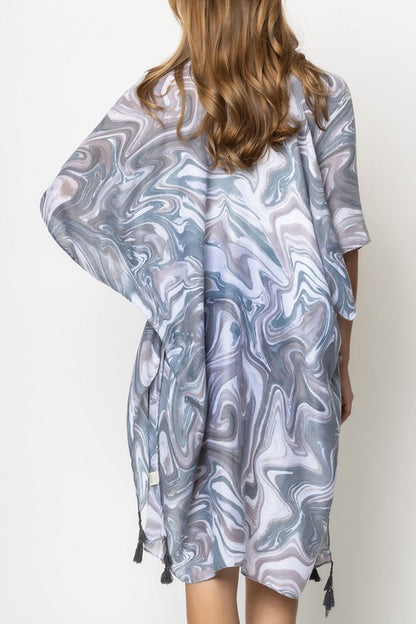 Watercolor Swirl Open Front Kimono