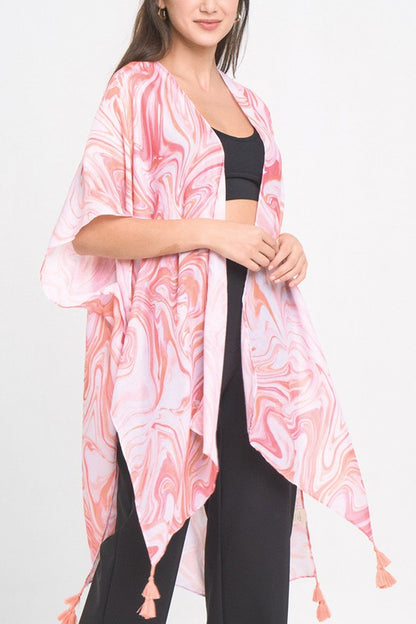 Watercolor Swirl Open Front Kimono