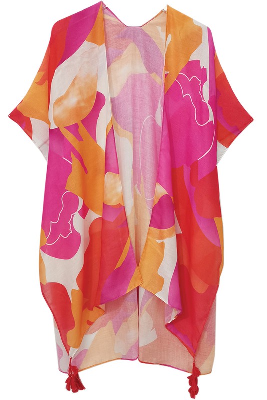 Vibrant Abstract Open Front Kimono