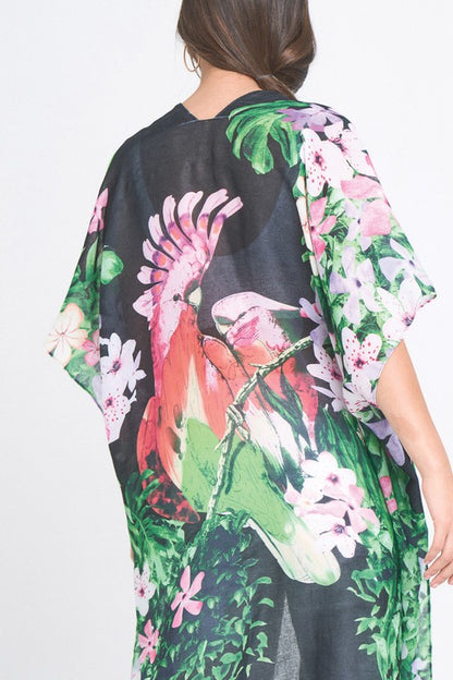 Antique Floral Open Front Kimono