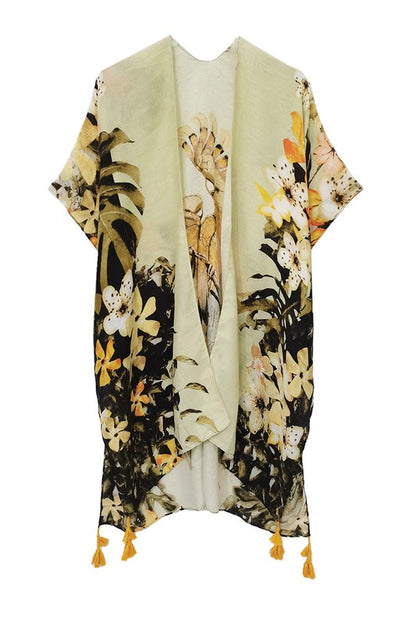 Antique Floral Open Front Kimono