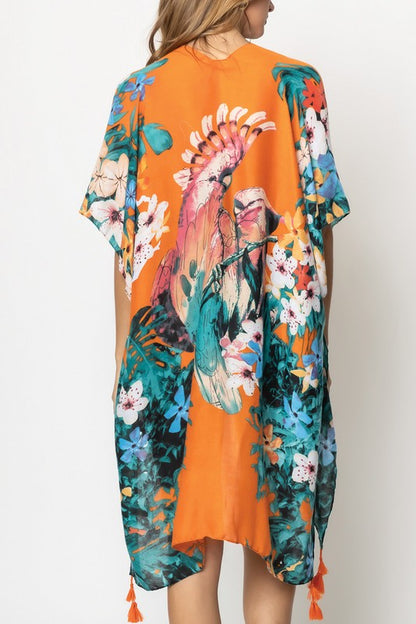 Antique Floral Open Front Kimono