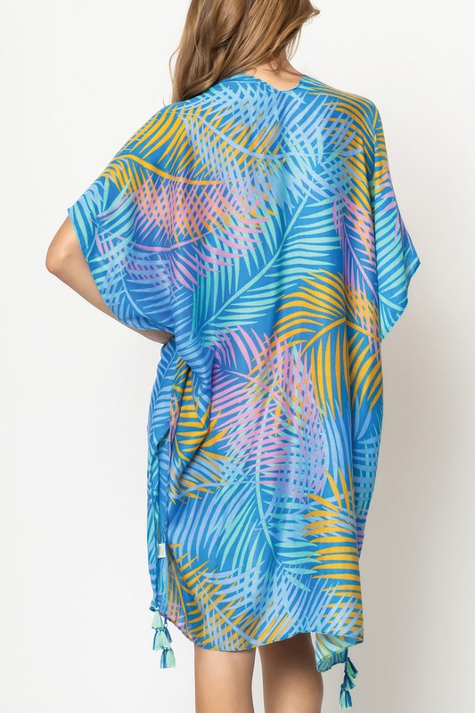 Palm Leaves Open Front Kimono