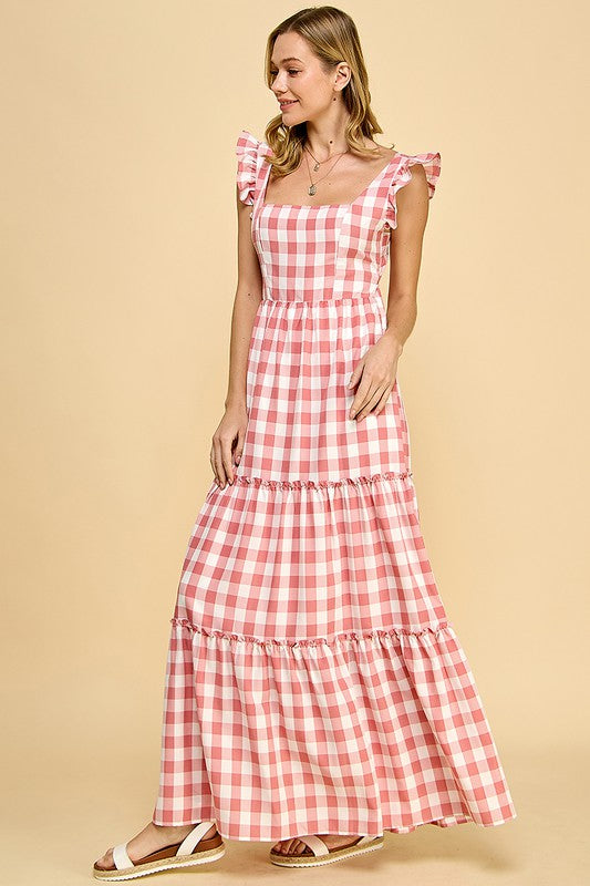 Plaid Tiered Maxi dress