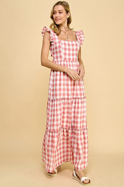 Plaid Tiered Maxi dress