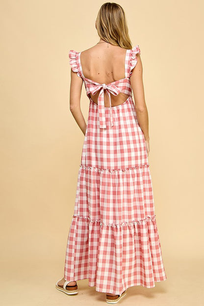 Plaid Tiered Maxi dress