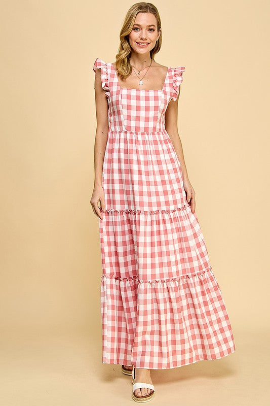 Plaid Tiered Maxi dress