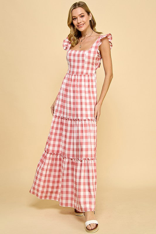 Plaid Tiered Maxi dress