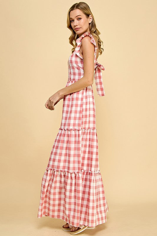 Plaid Tiered Maxi dress