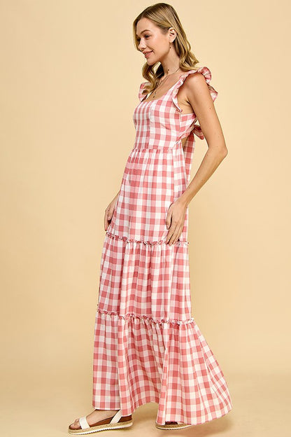 Plaid Tiered Maxi dress