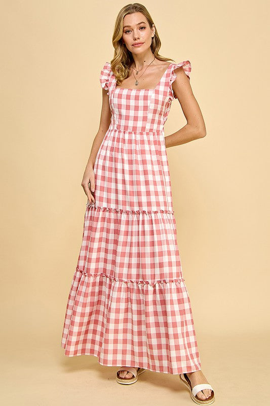 Plaid Tiered Maxi dress