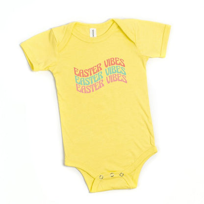 Easter Vibes Wavy Stacked Baby Onesie