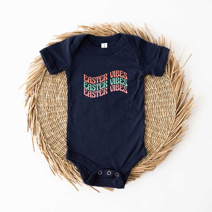 Easter Vibes Wavy Stacked Baby Onesie